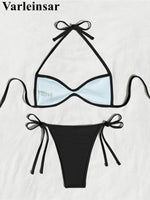 XS - L Halter High Leg Cut Bikini Female Swimsuit Women Swimwear Two-Pieces Bikini Set Strappy Bather Bathing Suit Swim V8276