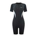 Swimsuit Women's Five Point Flat Leg Pants Conservative One-piece Slim Fit Sports Short Sleeved Hot Spring Swimsuit
