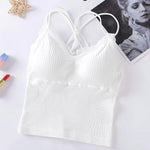 Summer Tank Top Women Crop Tops Sexy Lingerie Beauty Back Seamless Underwear Lace Bralette Camis Female Padded Camisole Femme