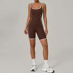 Summer New Gym Romper Padded Outdoor Sports Jumpsuit Hollow Open Back Yoga Suit Dance Sports Bodysuit Hip Lift Workout Yoga Sets