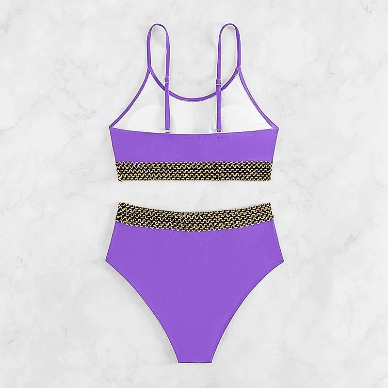 Sexy High Waist Bikini Black 2026 Women Swimsuit Two Pieces Swimwear Female Bikinis Set Purple Bathing Suits Brazilian Biquini