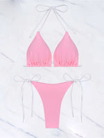 S - XL Sexy Halter Strappy High Cut Bikini Women Swimwear Female Swimsuit Two-Pieces Bikini Set Bather Bathing Suit Swim V6244