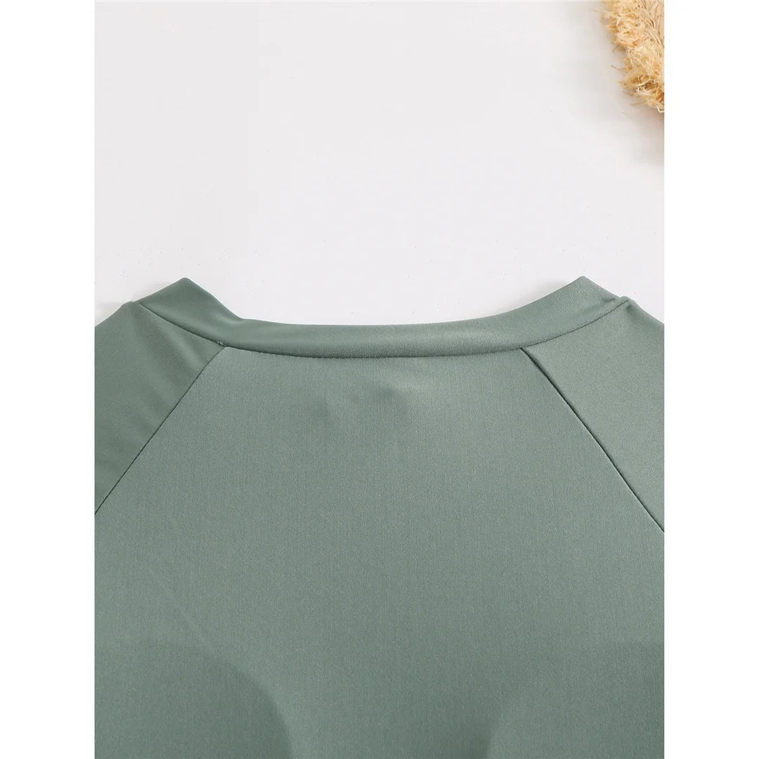 Sexy High Cut Printed Long Sleeve Zipper Surf Rash Guard One Piece Swimsuit Women Swimwear Female Bather Bathing Suit Swim V6285