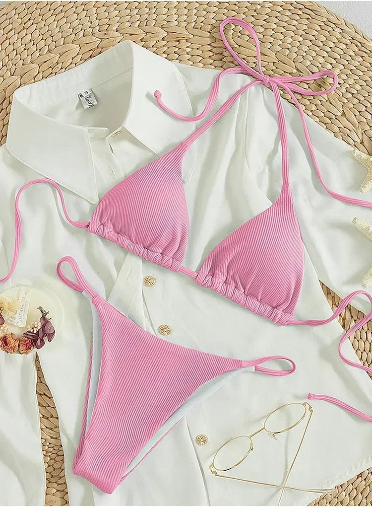 Sexy Bikini Set Women White Black Push Up Bra Micro Swimsuit 2025 Brazilian Beach Holiday Bathing Suit Thong Swimwear Biquini