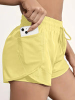 Women's Elastic Sports Shorts, Shorts With Pockets, Fake Two-Piece Yoga Leggings Running And Training