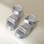 Silver Chunky Platform Sandals for Women Summer Wedge Heels Sport Sandals Woman Comfortable Thick Bottom Casual Sandles Female