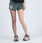 Peony Flower Leg Tattoo Stockings Summer Thin Pantyhose Long Socks With Patterns On One Side And Solid Color On The Other NTNG