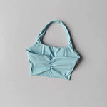 Women's Yoga Sports Bra Sexy Neckband Chest Cushion Beautiful Back Fashionable Pleat Gathering Sports Bra for Fitness
