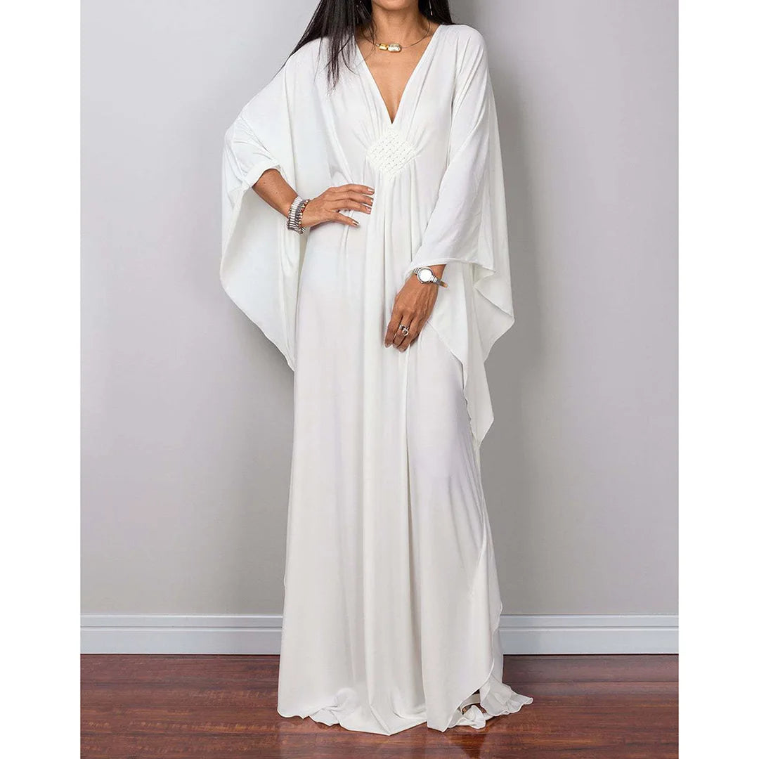 Greek Goddess Long Dress Batwing Sleeve Tunic Beach Cover Up Cover-ups Beach Dress Beach Wear Beachwear Kaftan Maxi Dress V4427