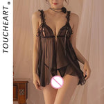 Toucheart Sexy Suspender Nightgown Woman Transparent Lingerie Sex Crotchless Backless Open Bra Body Dress Mesh Erotic Costumes