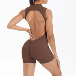 Women's Seamless Yoga Jumpsuit New Beautiful Back & Pleats Hip Lifting Short Jumpsuit Sports Running Fitness Jumpsuit Yoga Suit