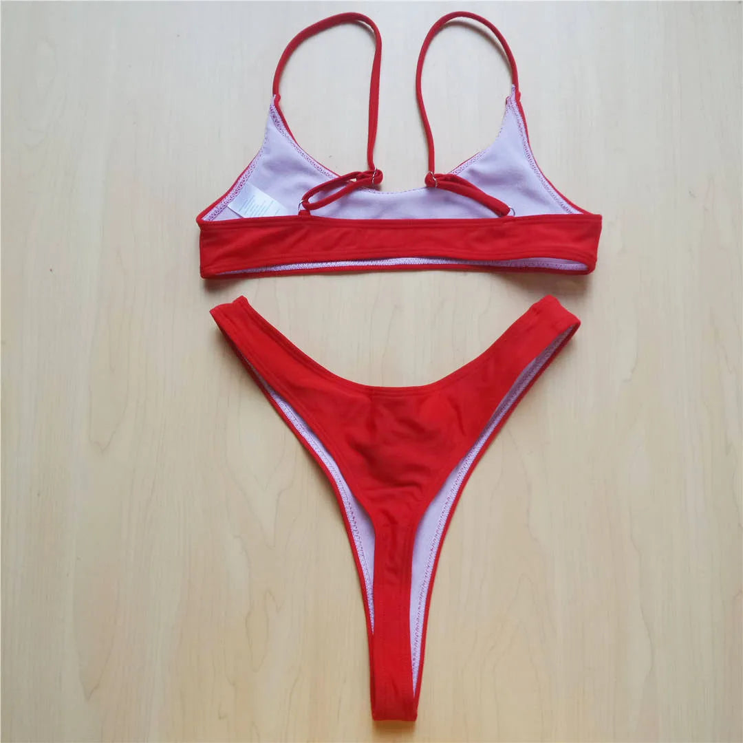 Sexy Black Tiny High Cut Leg Thong Bikini Female Swimsuit Women Swimwear Two-Pieces Bikini Set Bather Bathing Suit Swim V517C