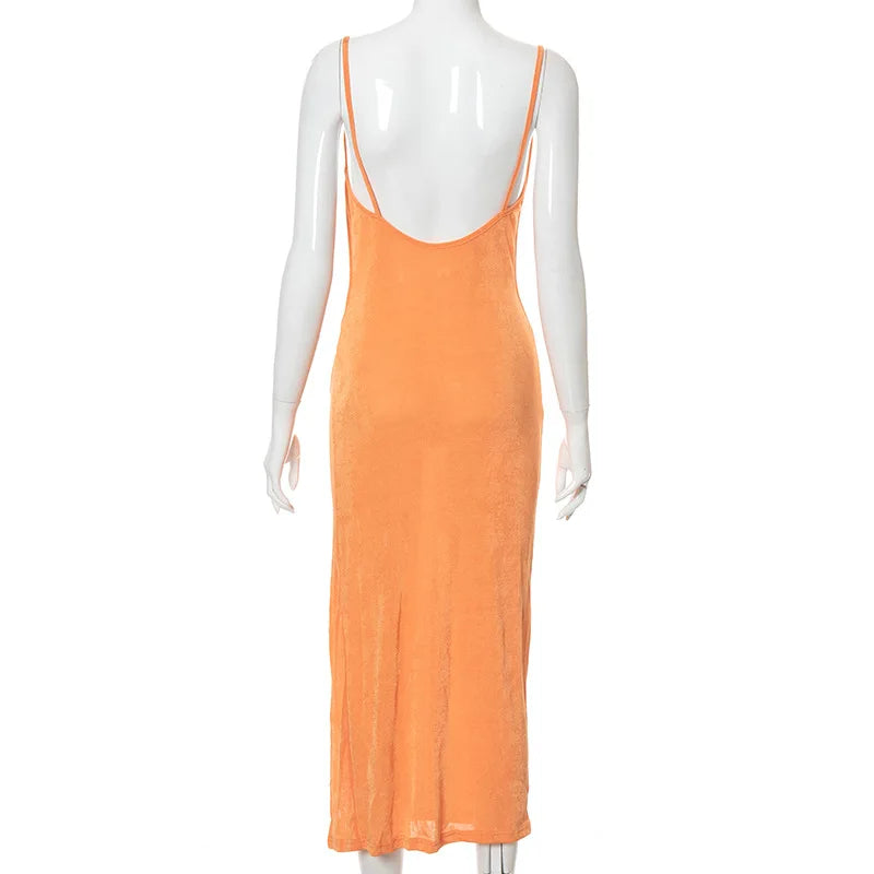 Elegant Sexy Evening Party Dress for Women 2022 New Midi Long Bodycon Slip Dresses Summer Thigh Split Vestidos De Fiesta