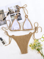 DEKA Women Thong Bikini Set Side Lace-up Sexy Swimsuit Solid Swimwear Adjustable Brazilian Style Bikini High Quality