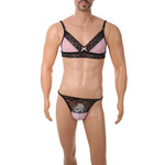 European and American men's sexy lace bra and panties temptation suit transvestite suit