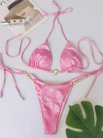 Snake Skin Rhinestone Diamond Bikini Female Swimsuit Women Swimwear Two-pieces Bikini Set High Cut Halter Bathing Suit Swim Lady