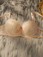 Transparent Floral Two Pieces Clothing Underwire Push Up Lingeries For Woman A2123