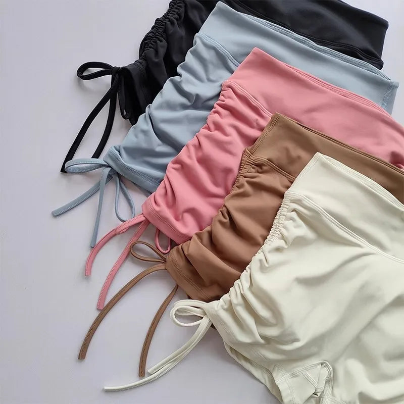 High-Waisted Women's Yoga Fitness Shorts Sexy Drawstring Tied Three-Part Sports Hot Pants for Fitness And Exercise