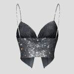 Toucheart Sexy Bow Knot Rhinestones Perspective Suspender Bra For Women Sexy Hottie Fishing Slit Lining Sleeveless Backless Bra