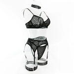 Toucheart 5-Piece Suit Sexy Underwear Suit Flocked Leopard Print Fashionable Hollow Sexy Lingerie Women Perspective Underwear