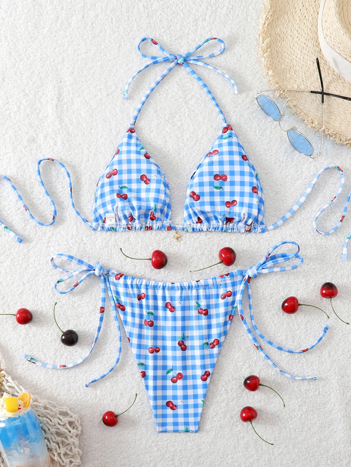 Triangle Halter Thong Bikinis 2026 Women Sexy Printed Swimsuit Floral String Swimwear Female Bathers Bathing Swimming Swim Suit