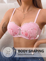 Floral Lace Women Bra Eyelash Lace Thin Cup Push Up Bra Breathable Mesh Back Daily Sexy Lingerie