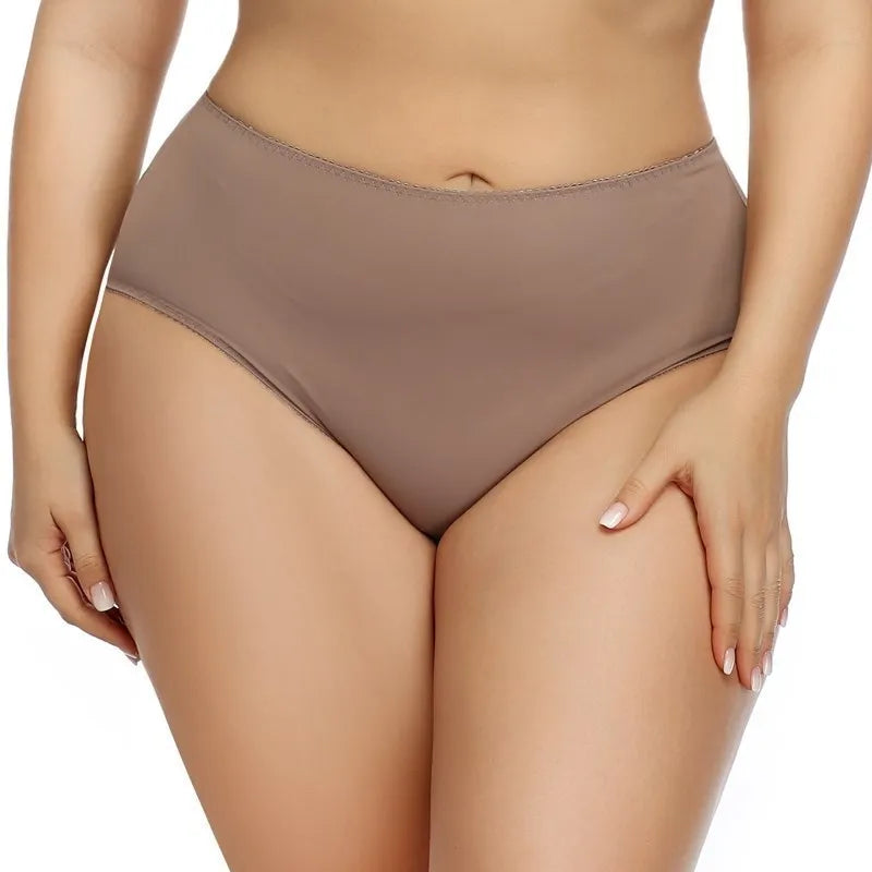 Beauwear Ultra Thin Elastic High Waist Panties for Women Underwear Ladies Big Size Briefs Plus Size Satin Sexy Female Panties