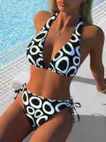 Sexy Blue Gradient Bikini Set Women V Neck Push Up Drawstring Side High Waist Swimsuit 2026 Beach Bathing Suit Holiday Swimwear