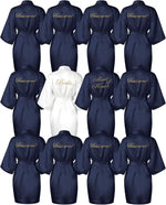 10 Pcs Women Bride Kimono Robe Embroidered Getting Ready Satin Bridesmaid Robes for Wedding Party Bridal Shower