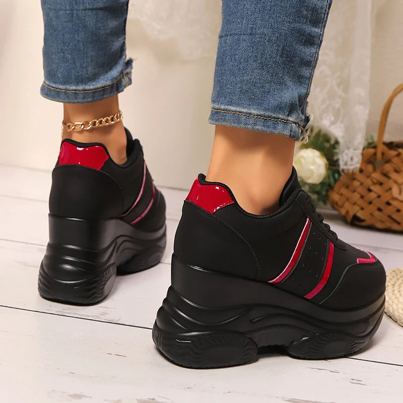 Chunky Platform Sports Sneakers Women Fashion Lace Up Thick Bottom Vulcanized Shoes Woman Plus Size 42 Non Slip Sport Shoes