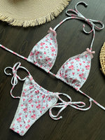 2026 Floral Print Halter Strappy Bikini Female Swimsuit Women Swimwear Two-pieces Bikini Set Bow Knotted Bathing Suit Swim Lady