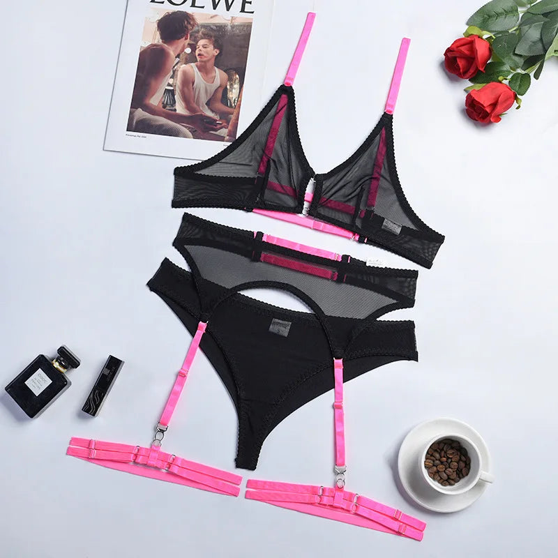 Sexy Bra & Briefs Gather Sets Seamless Sensual Transparent Thin Intimates Erotic Lingerie Suits Sexy Panties Underwear Set