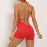 Women's High Elasticity One-Piece Fitness Jumpsuit - Tight Peach Hip Jumpsuit & Air Back Yoga Pants for Workout Gym Running