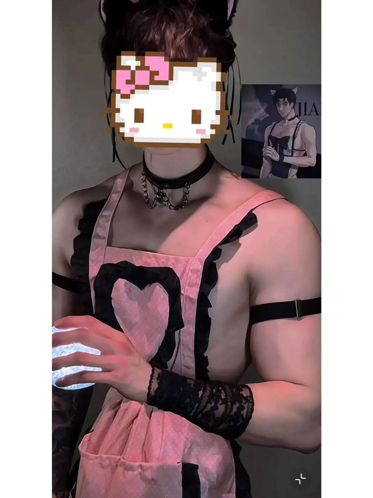 Sexy Women's Erotic Set Male Servant Uniform Men's Cosplay Charming Backless Deep V Suspenders Sleeveless Bowknot Dress AEUI