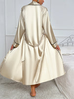 Women's Sexy Fashion 2 Piece Pajama SetV-Neck Slip Dress with Long Robe Sleepwear