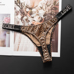 Letter Sexy Panties Women Thongs Rhinestones Diamonds G-string Sports Thong Low Waist Shorts Briefs T-back Fitness S-XL