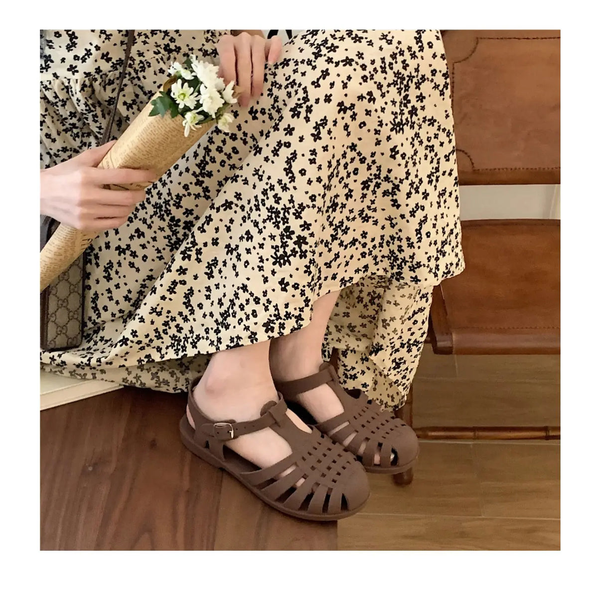 Women Rome Sandals Cut-out Gladiator Style Summer Shoes Soft PVC Peep Toe Girls Student Street Outdoor Sandals