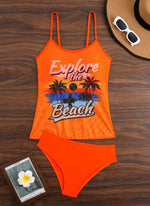 Summer Swimwear for Women Tankini Sets Swimsuit Vintage Padded Mesh Bathing Suit Print Beachwear Female Women's Swim Wear 2025