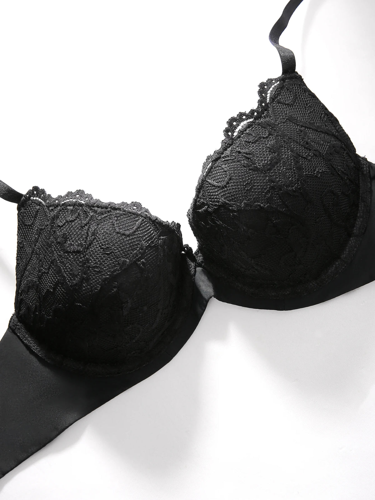 Knit Sexy Women's Thin Cup Lace Bras Lace Splicing Underwire Bra Push-Up Breathable Women's underwear