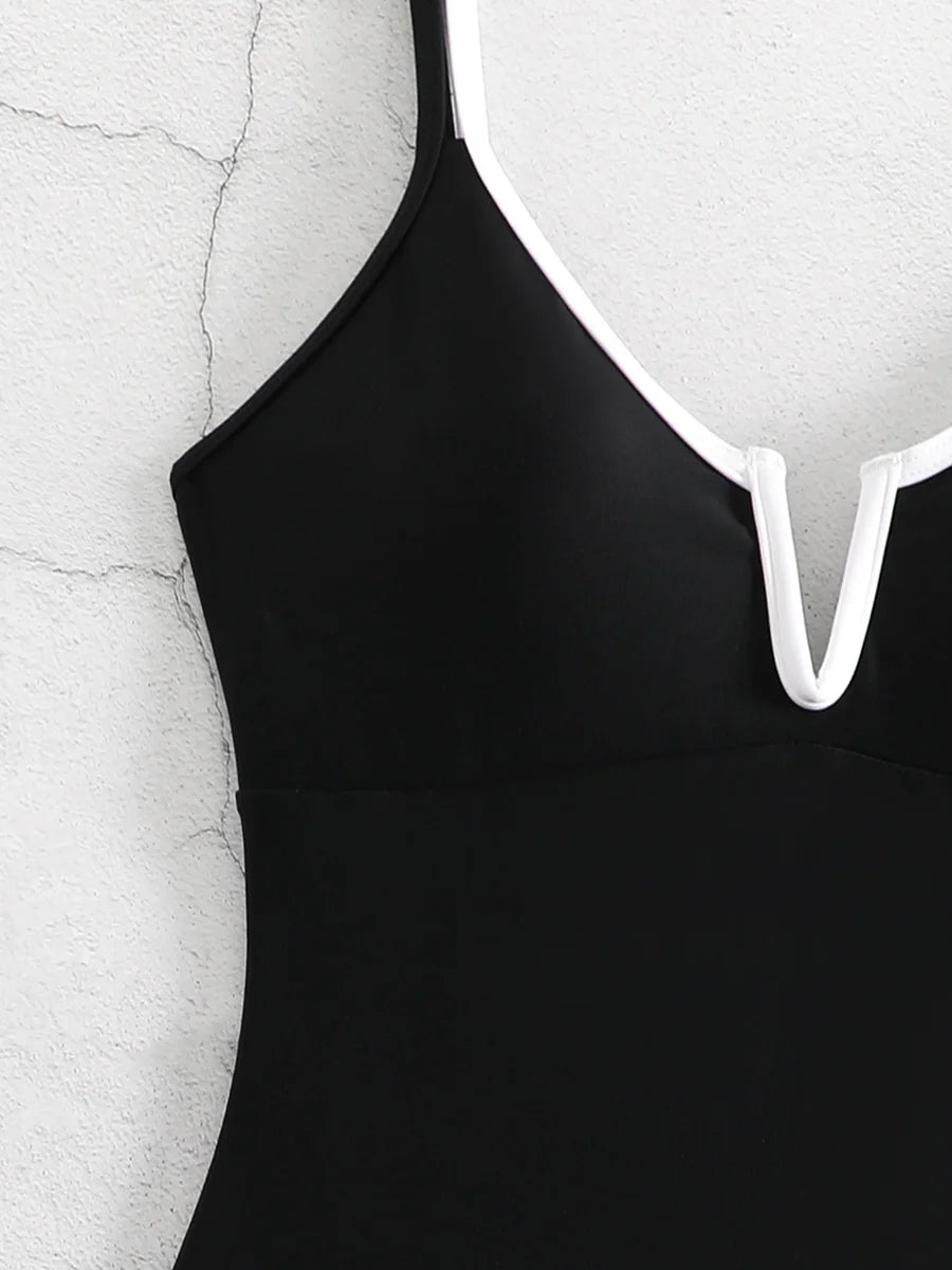 2025 Splicing Underwired V-Bar Women Micro Thong Swimwear One Piece Swimsuit Female Backless Monokini High Cut Bathing Suit Swim