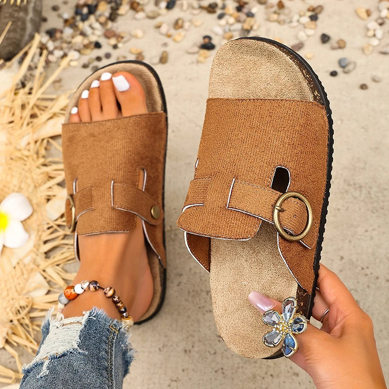 Fashion Buckle Summer Birken Slippers Women 2026 Plus Size 43 Platform Sandals Woman Clogs Thick Sole Beach Sandals Female