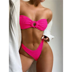 Sexy Wrinkled Bandeau Strapless Bikini Women Swimwear Female Swimsuit Two-Pieces Bikini Set Bather Bathing Suit Swim Lady V3367L