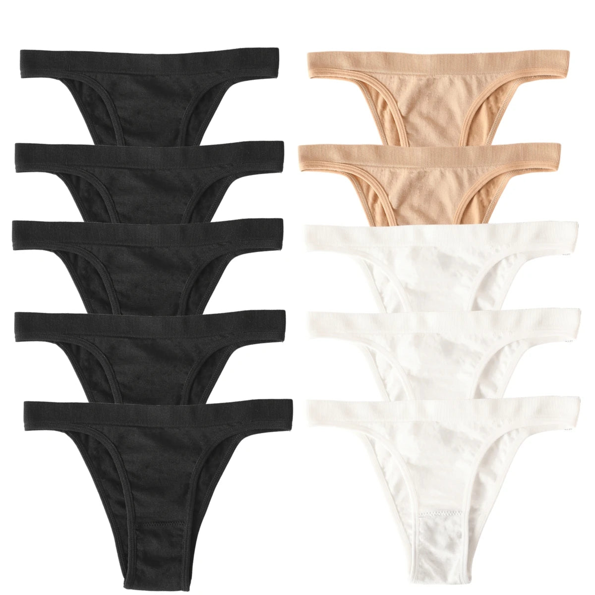 10Pcs/Set Women Seamless Panties Ribbed Underwear Sexy Lingerie High Leg Cut Female Sports Underpants Femme Thongs