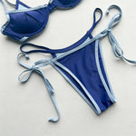 Halter Splicing Bikini Female Swimsuit Women Swimwear Two-pieces Bikini Set Underwired Strappy Bather Bathing Suit Swim V8173