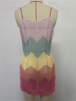 2025 New Colorful Hollow Out Crochet Knitted Tunic Beach Cover Up Cover-ups Beach Dress Beach Wear Beachwear Female Women K6522