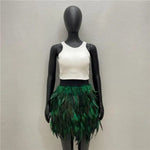 Festival Faux Feather Skirt Punk Gothic Style Hand-Stitched Design Stage Performance Punk Gothic Mini Short Skirt