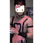 Sexy Women's Erotic Set Male Servant Uniform Men's Cosplay Charming Backless Deep V Suspenders Sleeveless Bowknot Dress AEUI