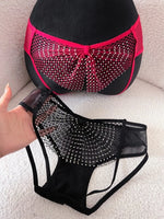 Diamonds Sexy Girls Briefs Thong Women Panties Mesh Rhinestones G String Hot Erotic Underwear Low Waist Female Intimates