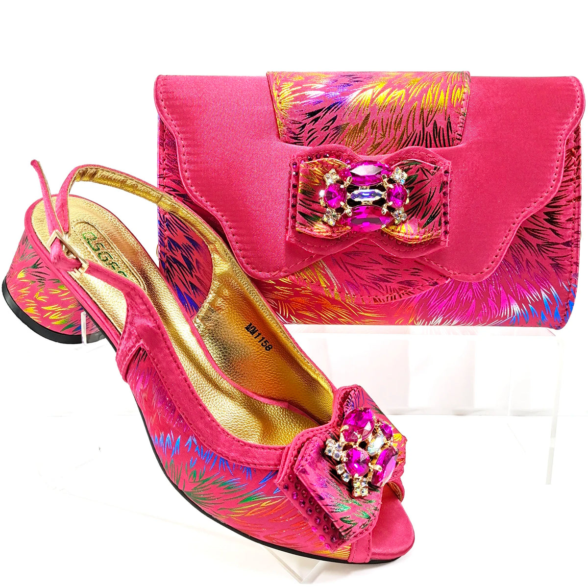 Doershow hot selling WINE Shoes and Bags To Match Set Italy Party Pumps Italian Matching Shoe and Bag Set for Party! 1-10