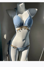 Toucheart Bikini Set Sexy Bikinis Bathing Suit Solid Color Halter Neck Strap Thong Women Swimsuit Set for Beach Swimwear New